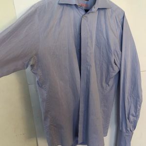 Thomas Pink Slim Fit French Cuff Shirt 16.5 Blue